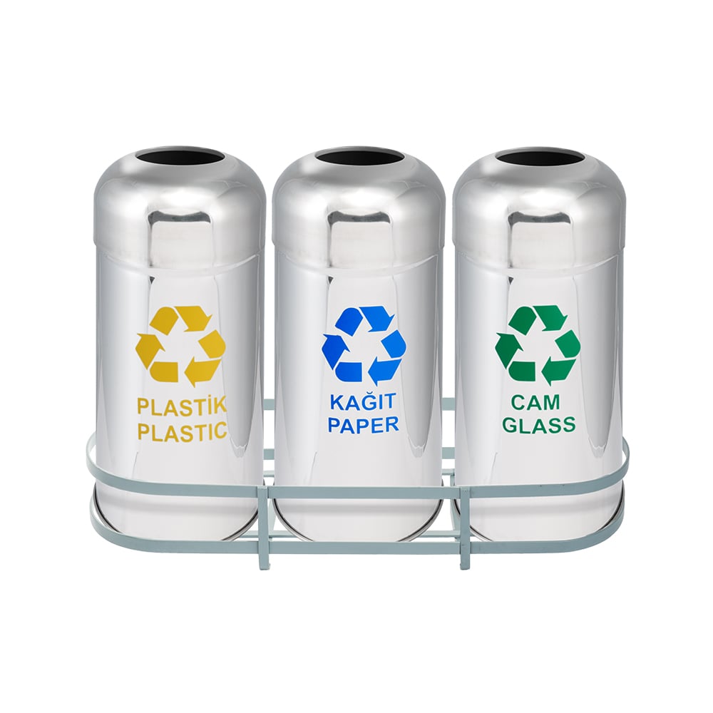 1012B Paslanmaz 3 Bölmeli Sıfır Atık Geri Dönüşüm Seti 1012B Paslanmaz 3 Bölmeli Sıfır Atık Geri Dönüşüm Seti