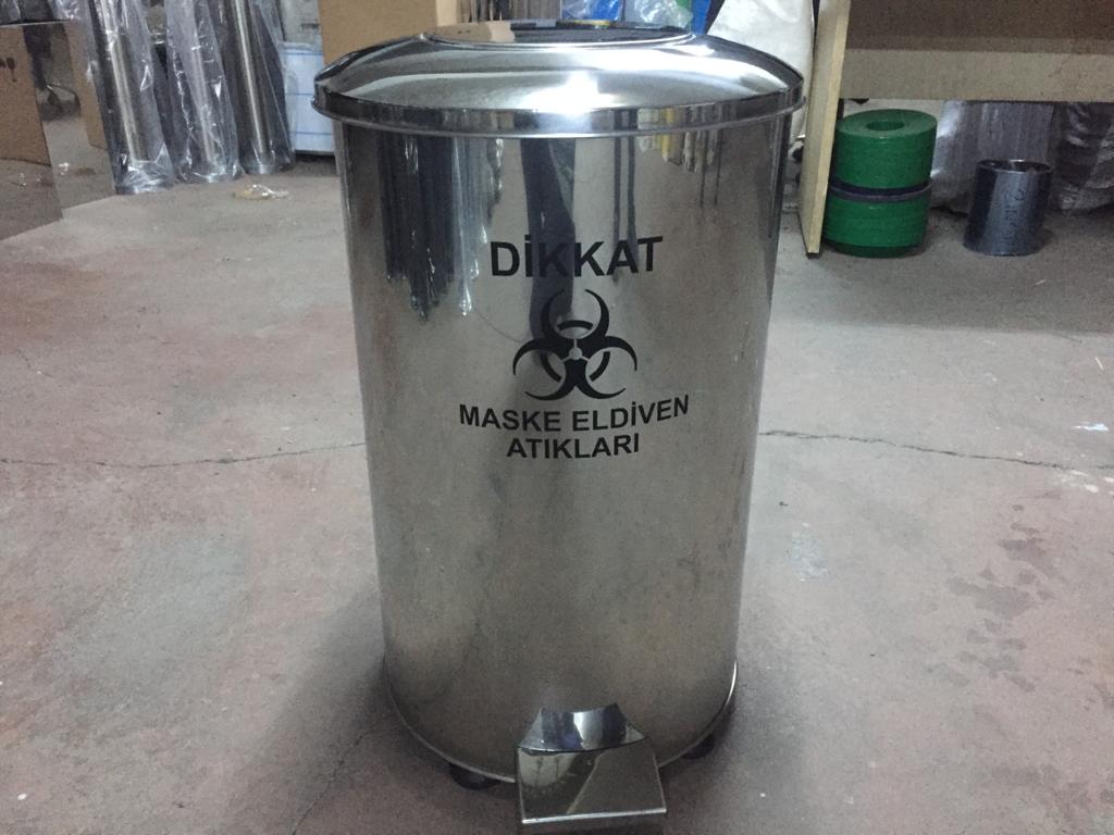 40 Litre Pedallı Metal Maske ve Eldiven Atık Kovası 40 Litre Pedallı Metal Maske ve Eldiven Atık Kovası