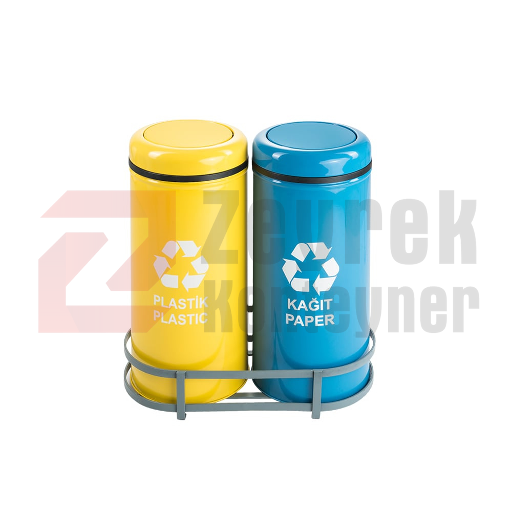 1001C Boyalı 2 Bölmeli Sıfır Atık Geri Dönüşüm Seti